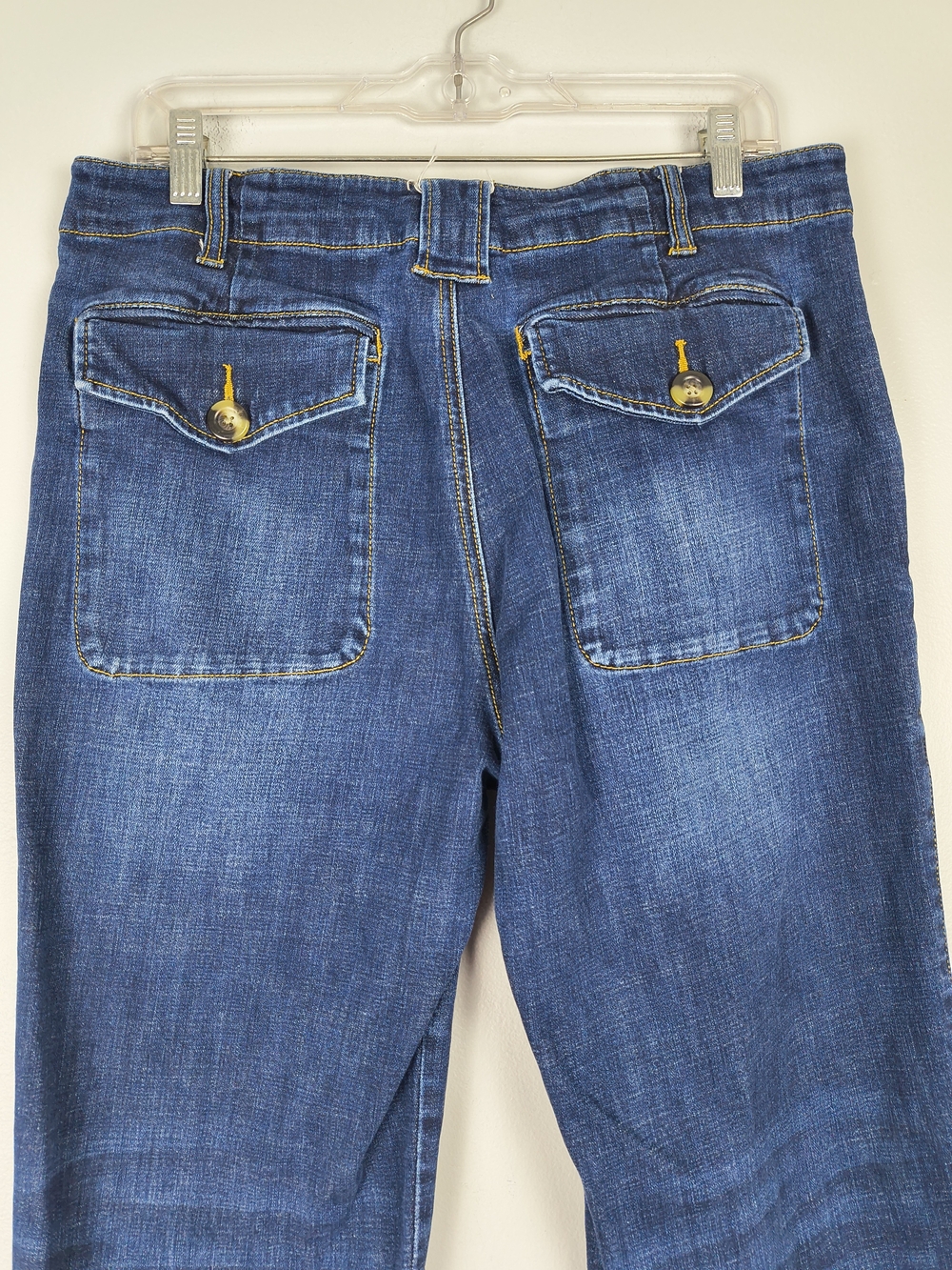 Cabi Lido Crop Jeans Women's 12 Blue Denim Wide Leg Pockets Stretch Mid Rise - Picture 6 of 9